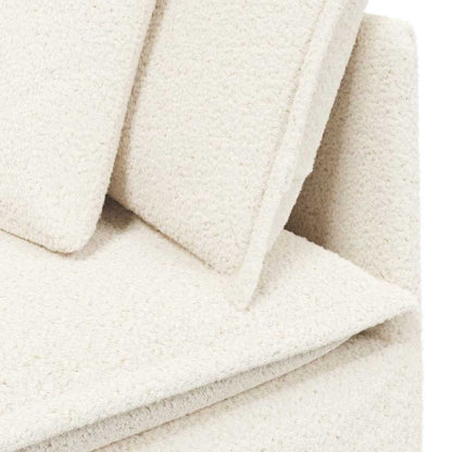 Modulares Sofa mit Kissen Stoff in Lammwolloptik Creme