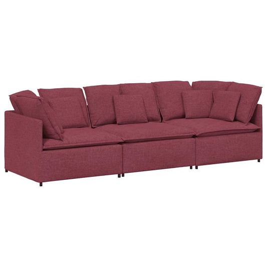 Modulares Sofa mit Kissen Stoff Weinrot