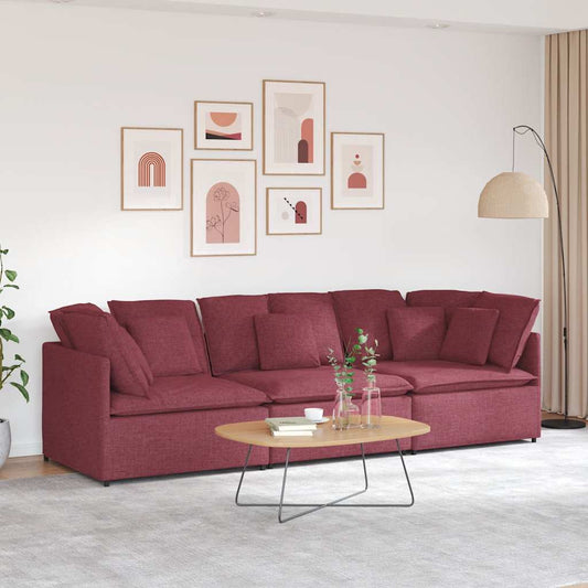 Modulares Sofa mit Kissen Stoff Weinrot