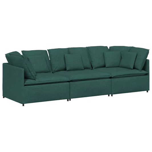 Modulares Sofa mit Kissen Stoff Dunkelgrün