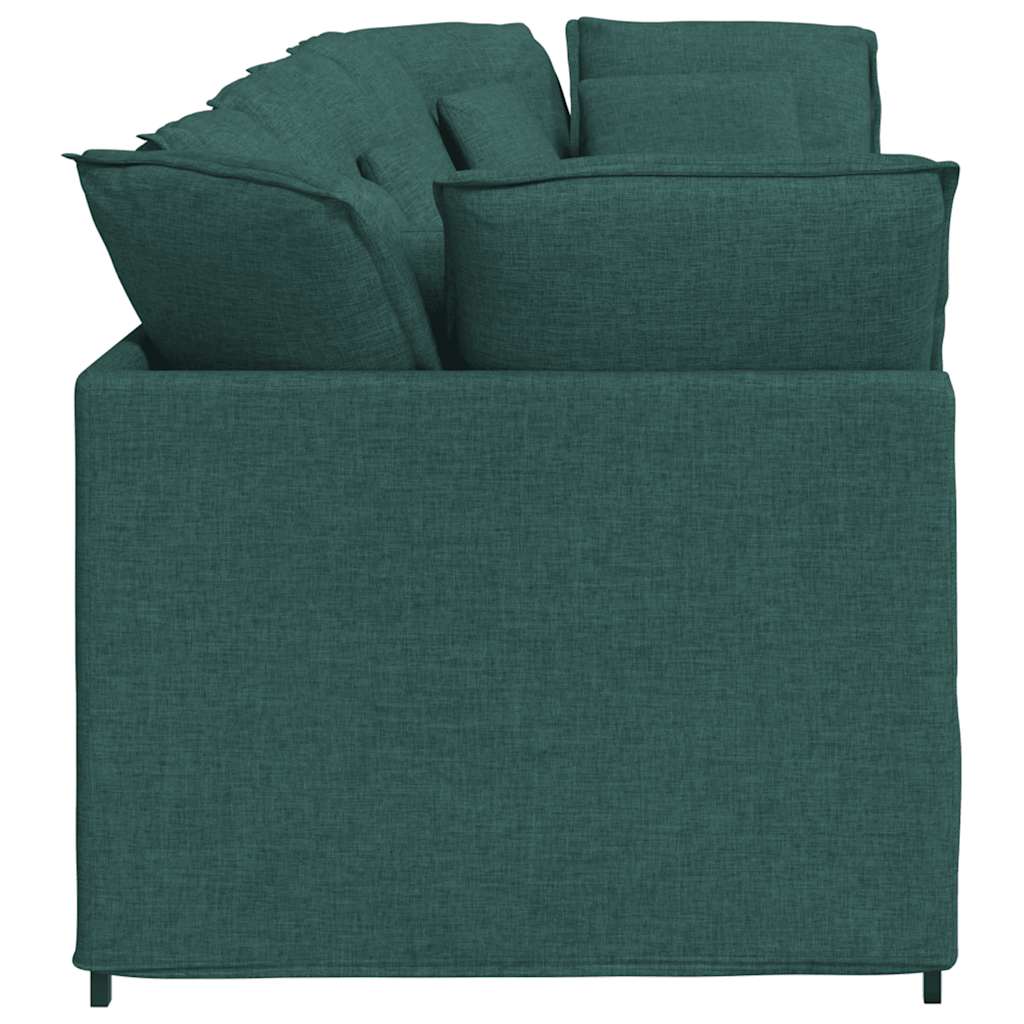 Modulares Sofa mit Kissen Stoff Dunkelgrün
