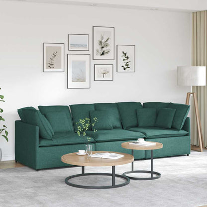 Modulares Sofa mit Kissen Stoff Dunkelgrün