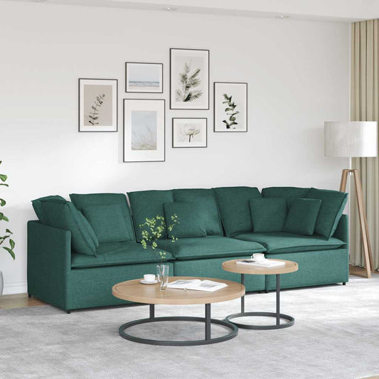 Modulares Sofa mit Kissen Stoff Dunkelgrün