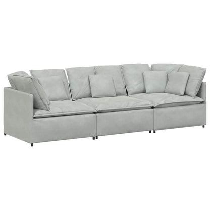 Modulares Sofa mit Kissen Samt Hellgrau