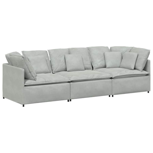 Modulares Sofa mit Kissen Samt Hellgrau