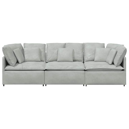 Modulares Sofa mit Kissen Samt Hellgrau