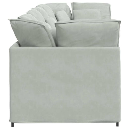 Modulares Sofa mit Kissen Samt Hellgrau
