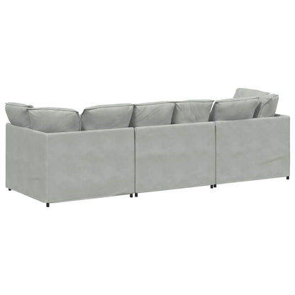 Modulares Sofa mit Kissen Samt Hellgrau