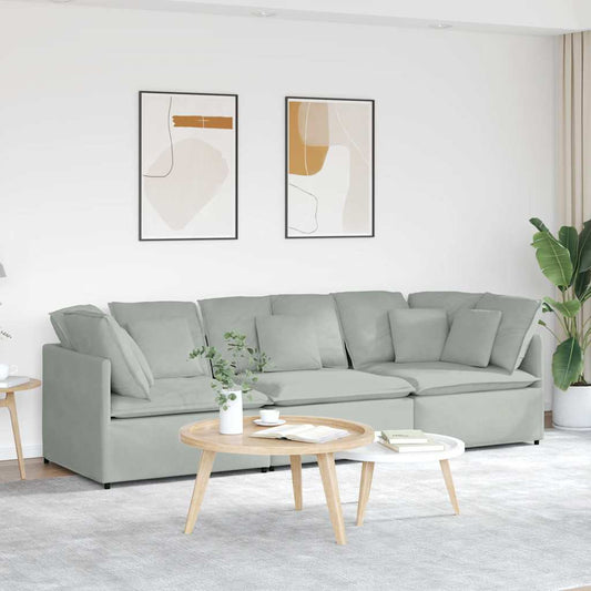 Modulares Sofa mit Kissen Samt Hellgrau