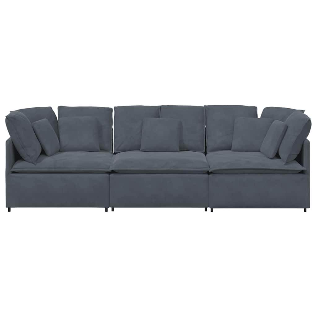 Modulares Sofa mit Kissen Samt Dunkelgrau