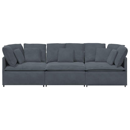 Modulares Sofa mit Kissen Samt Dunkelgrau