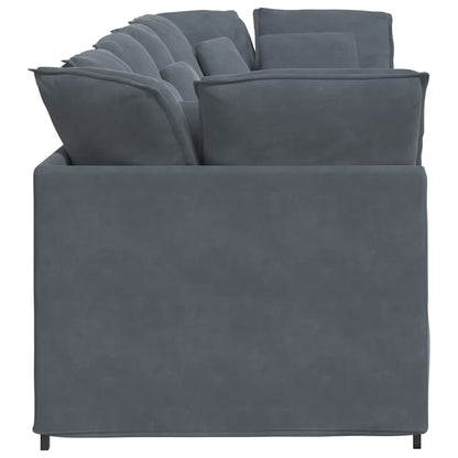 Modulares Sofa mit Kissen Samt Dunkelgrau