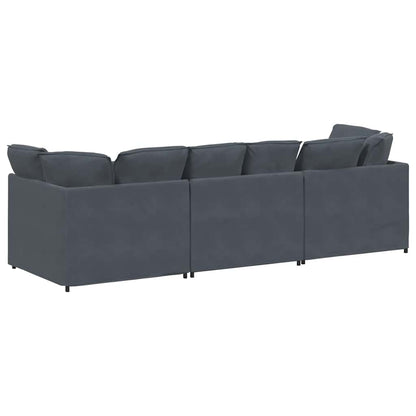 Modulares Sofa mit Kissen Samt Dunkelgrau