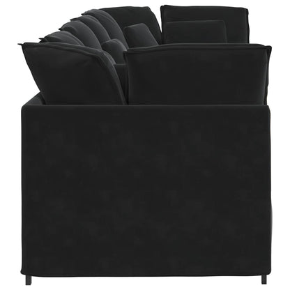 Modulares Sofa mit Kissen Samt Schwarz