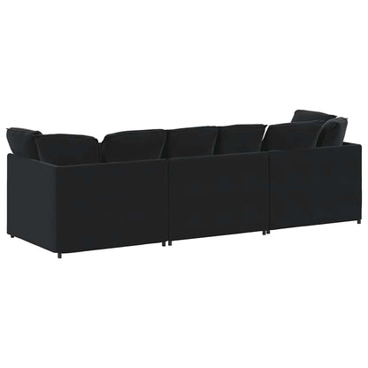 Modulares Sofa mit Kissen Samt Schwarz