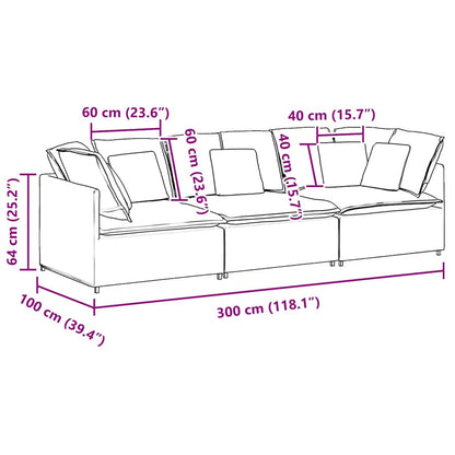 Modulares Sofa mit Kissen Samt Schwarz