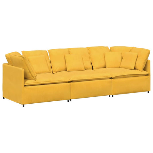 Modulares Sofa mit Kissen Cordstoff Hellgelb