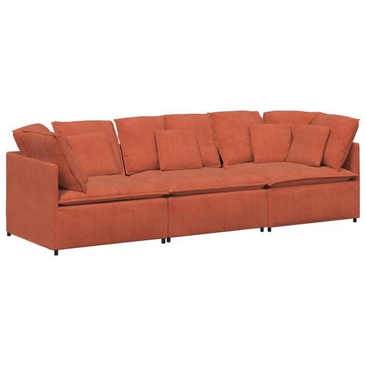 Modulares Sofa mit Kissen Cordstoff Rot Orange