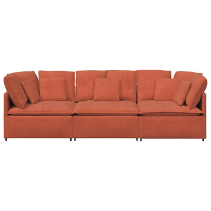 Modulares Sofa mit Kissen Cordstoff Rot Orange