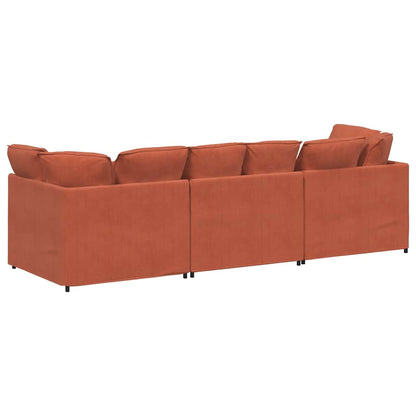 Modulares Sofa mit Kissen Cordstoff Rot Orange