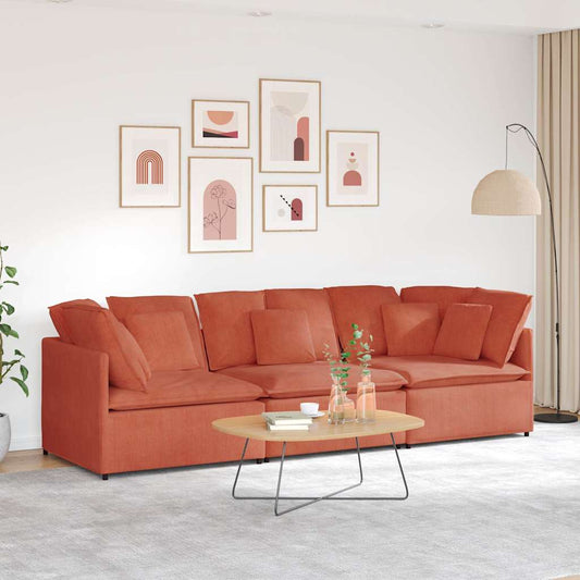 Modulares Sofa mit Kissen Cordstoff Rot Orange