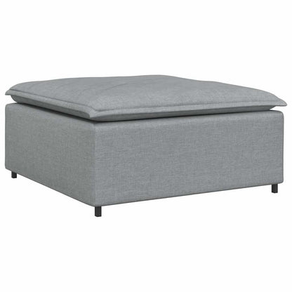 Modulares Sofa mit Fußhocker Kissen Stoff Hellgrau