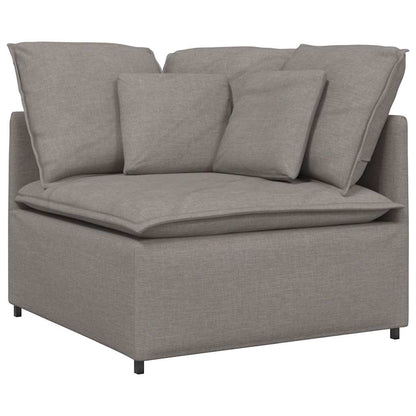Modulares Sofa mit Fußhocker Kissen Stoff Taupe