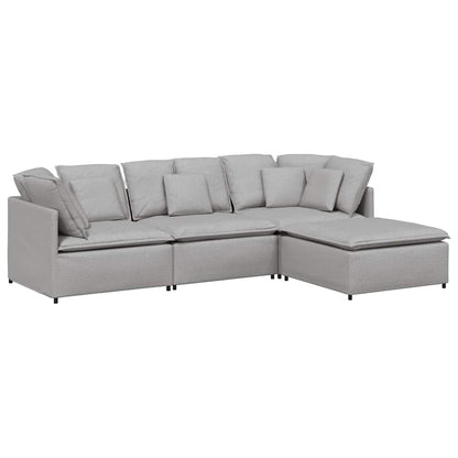 Modulares Sofa mit Fußhocker Kissen Stoff Wolkengrau