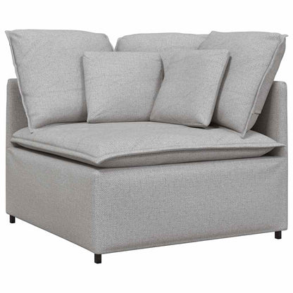 Modulares Sofa mit Fußhocker Kissen Stoff Wolkengrau