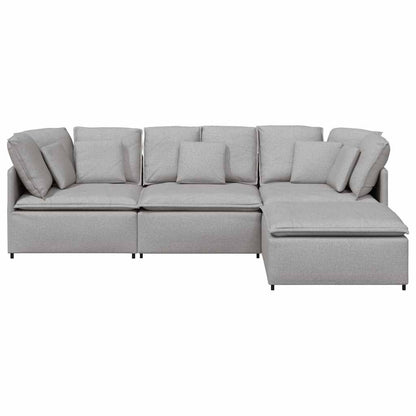 Modulares Sofa mit Fußhocker Kissen Stoff Wolkengrau