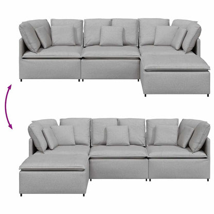 Modulares Sofa mit Fußhocker Kissen Stoff Wolkengrau