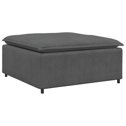 Modulares Sofa mit Fußhocker Kissen Cordstoff Dunkelgrau