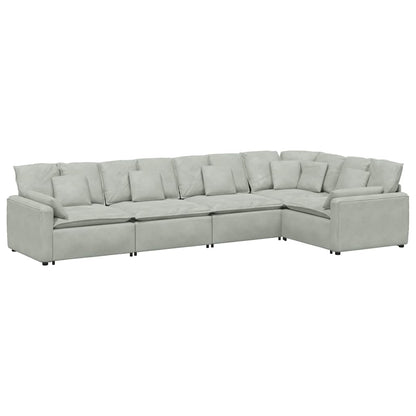 Modulares Sofa mit Kissen Samt Hellgrau