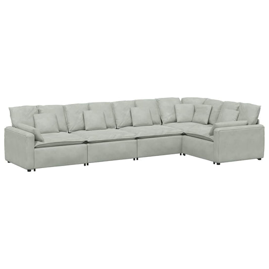 Modulares Sofa mit Kissen Samt Hellgrau