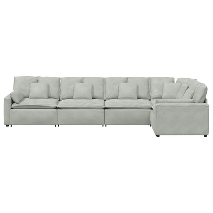 Modulares Sofa mit Kissen Samt Hellgrau