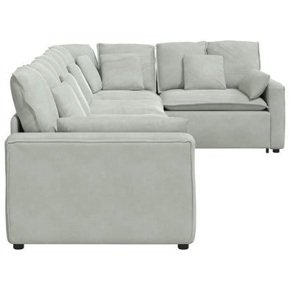 Modulares Sofa mit Kissen Samt Hellgrau