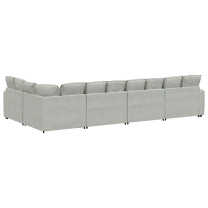 Modulares Sofa mit Kissen Samt Hellgrau