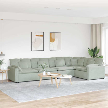 Modulares Sofa mit Kissen Samt Hellgrau