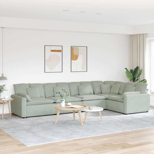 Modulares Sofa mit Kissen Samt Hellgrau