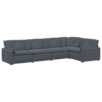 Modulares Sofa mit Kissen Samt Dunkelgrau