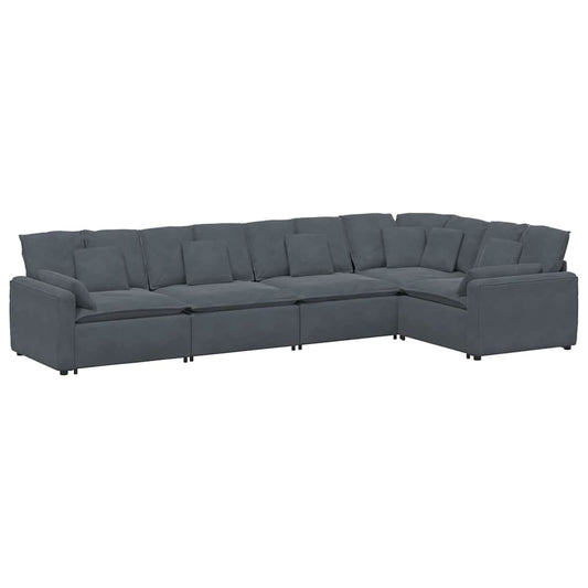 Modulares Sofa mit Kissen Samt Dunkelgrau