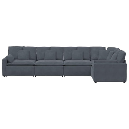 Modulares Sofa mit Kissen Samt Dunkelgrau