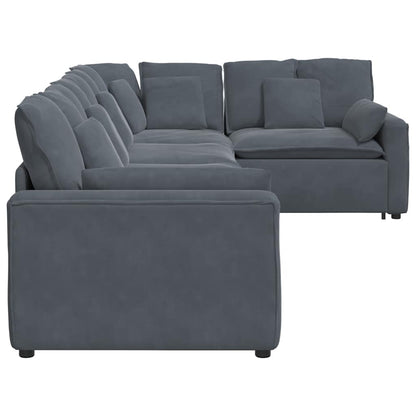 Modulares Sofa mit Kissen Samt Dunkelgrau