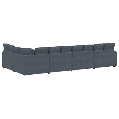 Modulares Sofa mit Kissen Samt Dunkelgrau