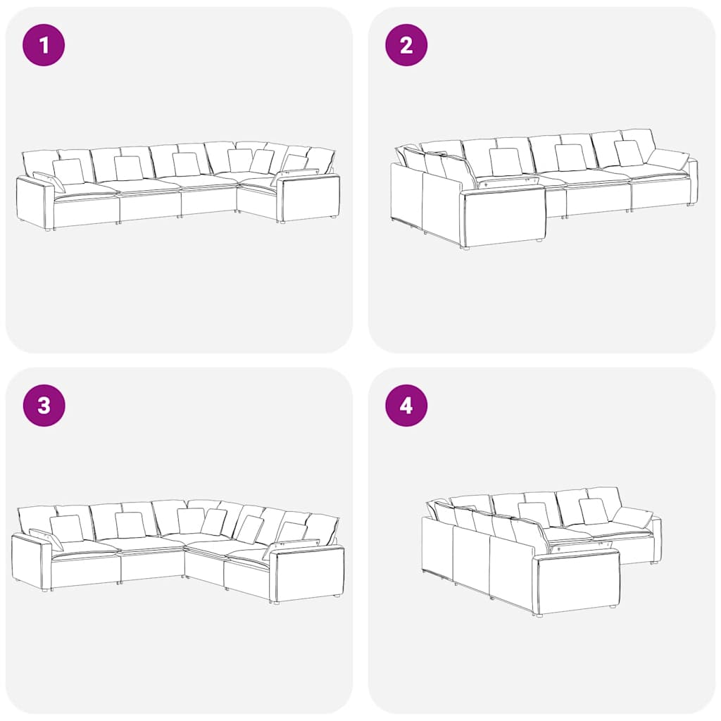 Modulares Sofa mit Kissen Samt Dunkelgrau