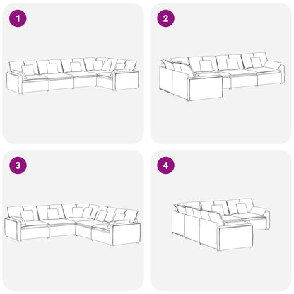 Modulares Sofa mit Kissen Samt Dunkelgrau
