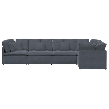 Modulares Sofa mit Kissen Samt Dunkelgrau