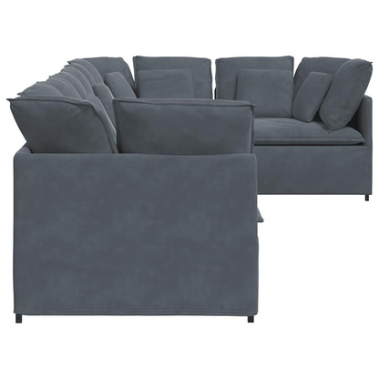 Modulares Sofa mit Kissen Samt Dunkelgrau