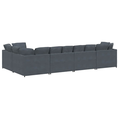 Modulares Sofa mit Kissen Samt Dunkelgrau