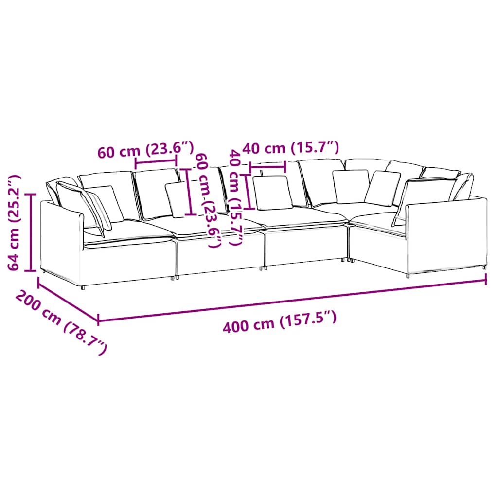 Modulares Sofa mit Kissen Samt Dunkelgrau